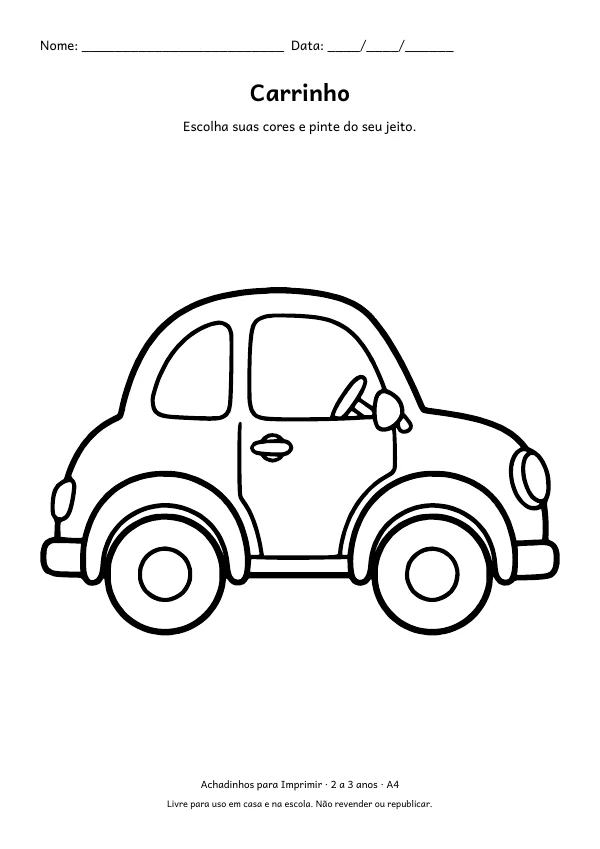 Desenho para colorir: Carrinho, traço grosso