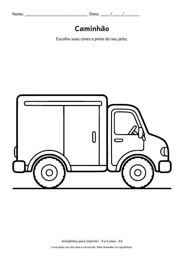 Desenho para colorir: Caminhão, traço grosso