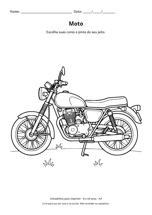 Desenho para colorir: Moto, traço fino
