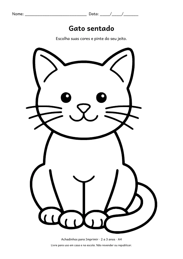 Prévia da primeira folha: Gato sentado