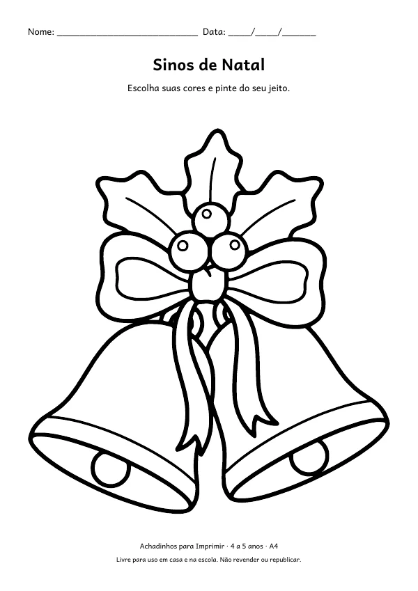 Desenho para colorir: Sinos de Natal, traço grosso