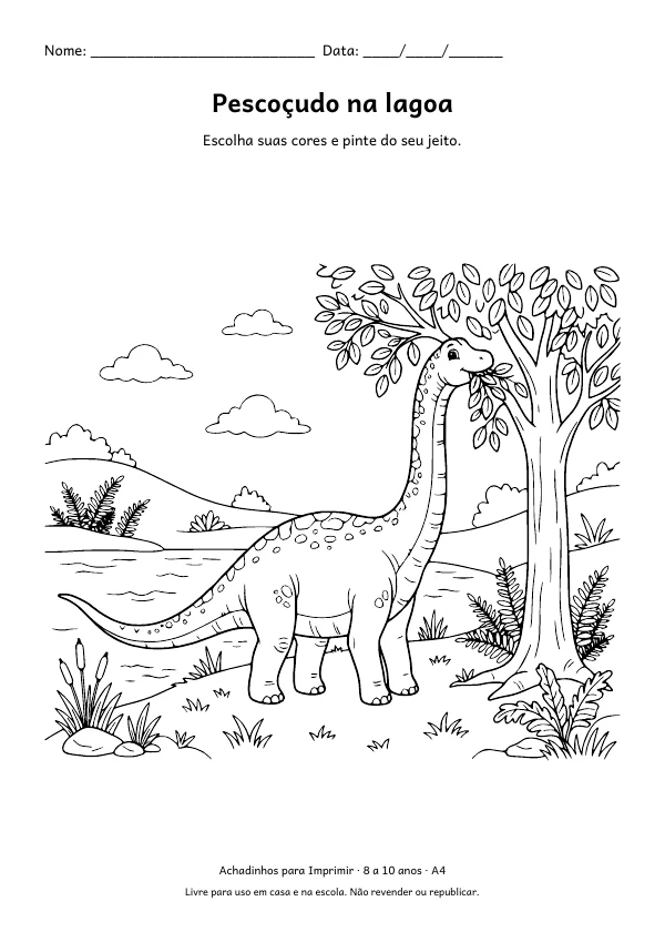 Desenho para colorir: Pescoçudo na lagoa, traço fino