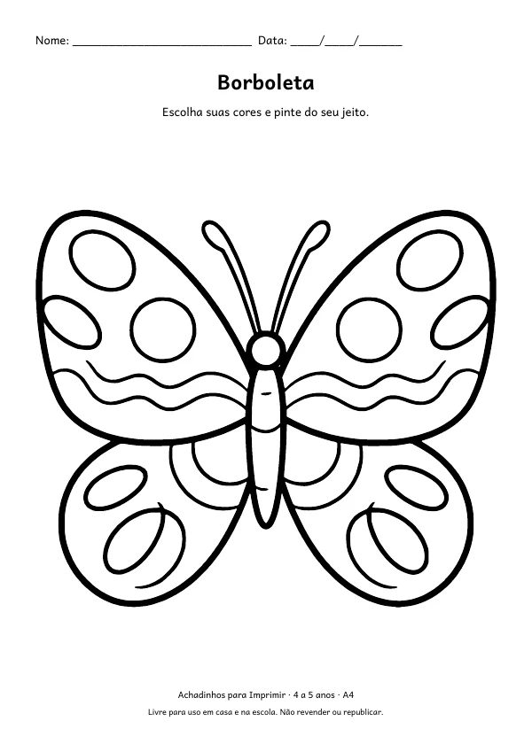 Desenho para colorir: Borboleta, traço grosso