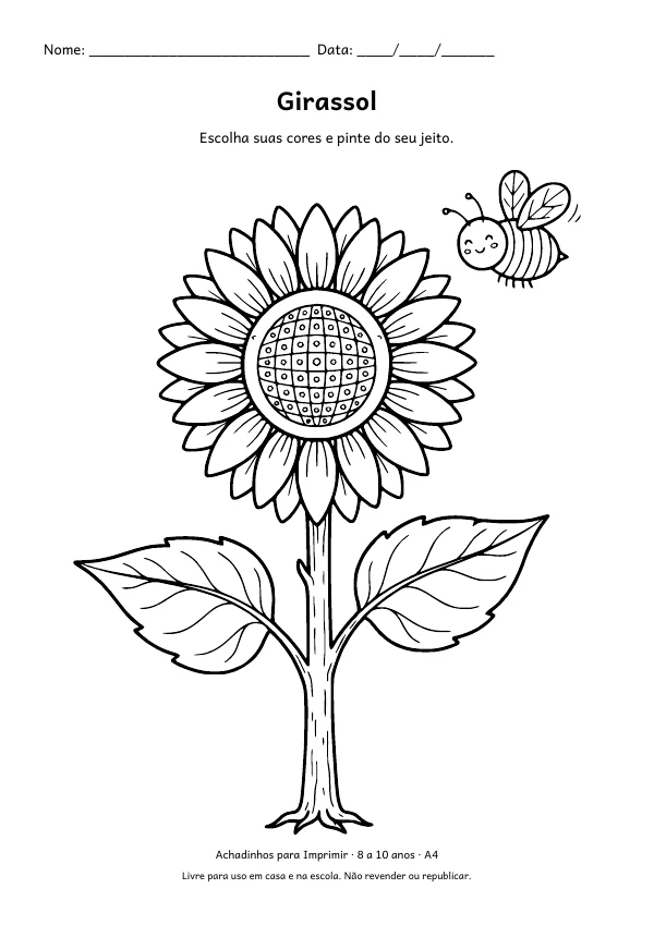 Desenho para colorir: Girassol, traço fino