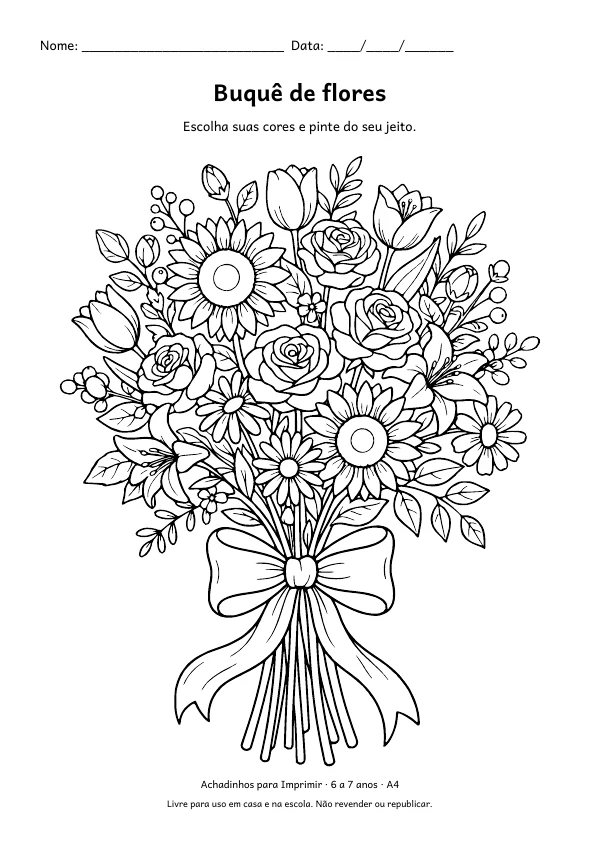 Desenho para colorir: Buquê de flores, traço fino