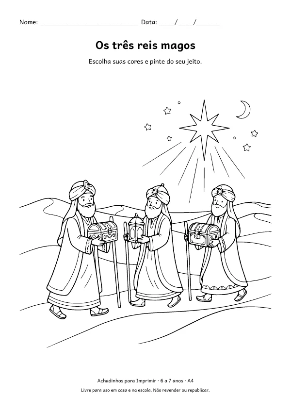Desenho para colorir: Os três reis magos, traço fino
