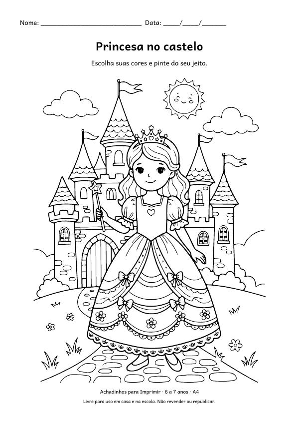 Prévia da primeira folha: Princesa no castelo
