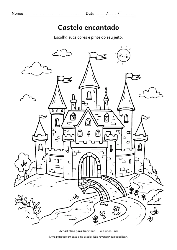 Desenho para colorir: Castelo encantado, traço fino